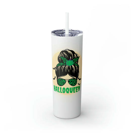 halloqeeun Skinny Tumbler with Straw, 20oz