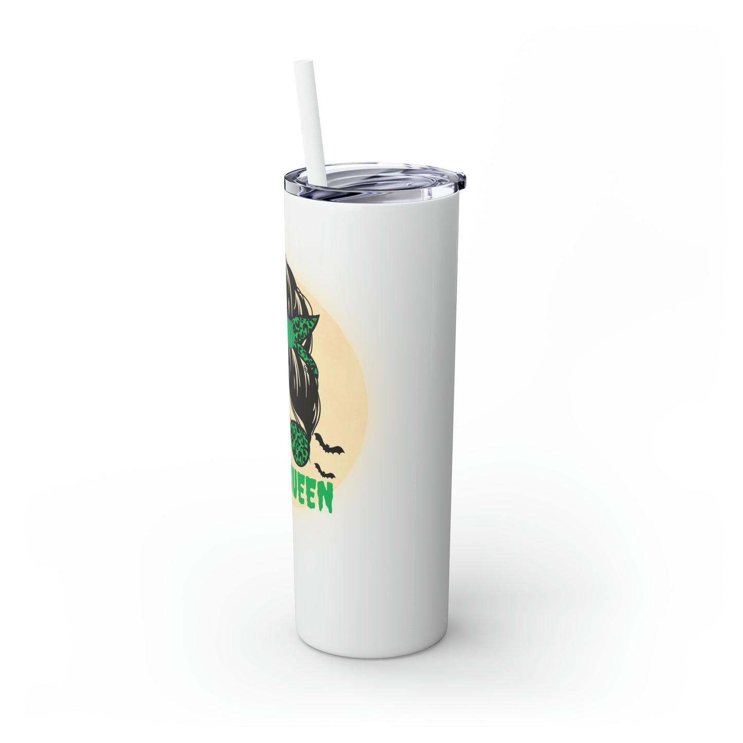 halloqeeun Skinny Tumbler with Straw, 20oz