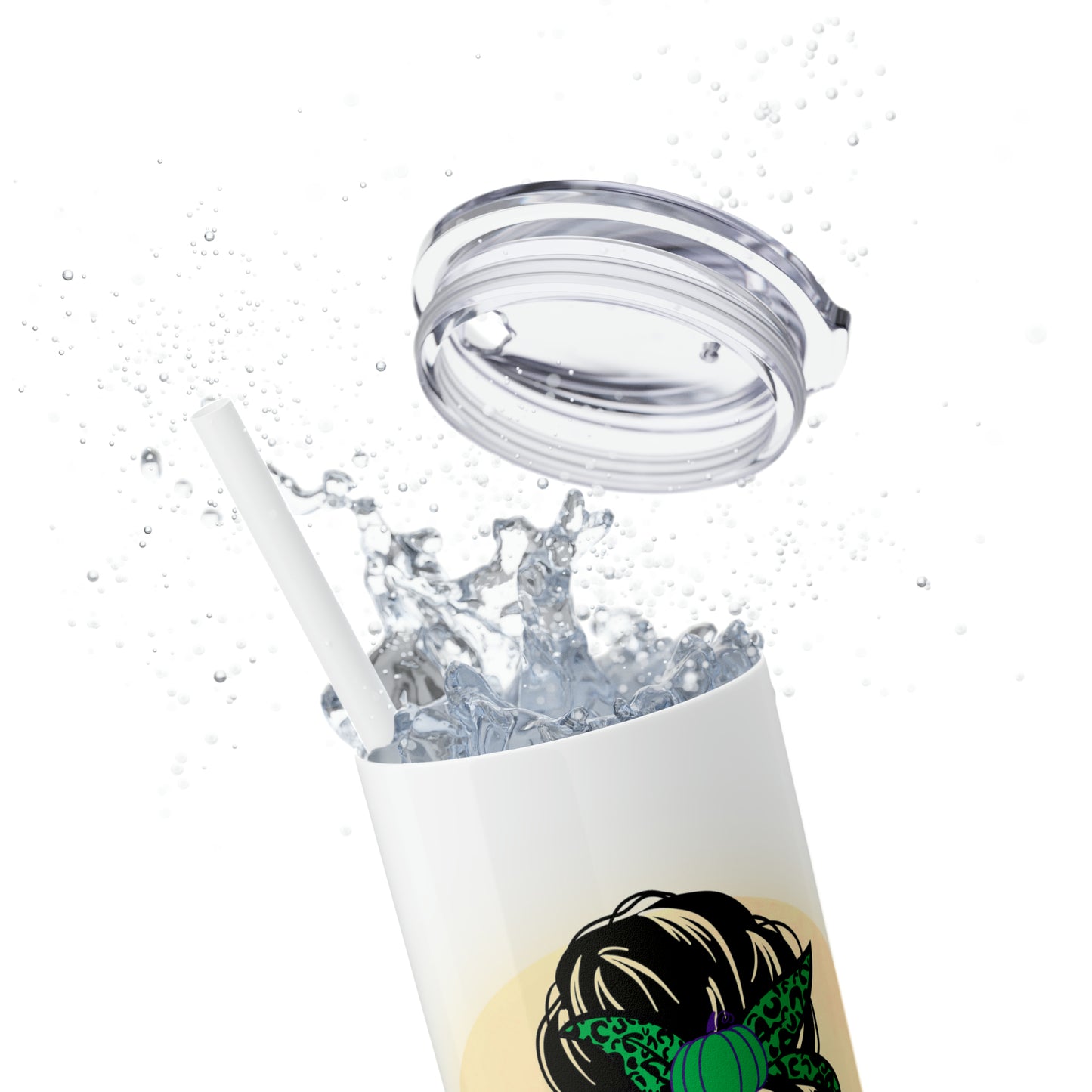 halloqeeun Skinny Tumbler with Straw, 20oz