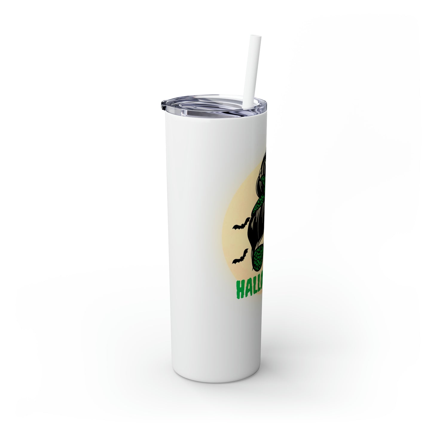 halloqeeun Skinny Tumbler with Straw, 20oz