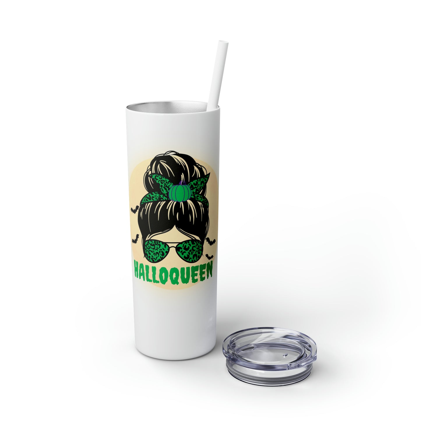 halloqeeun Skinny Tumbler with Straw, 20oz