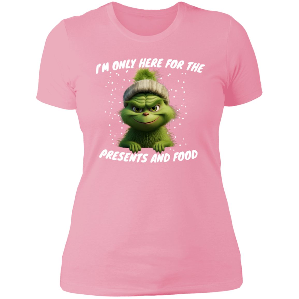 Funny Grinch ladies shirt "im only here for  the food "