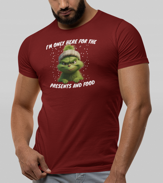 Funny Grinch Men shirt "I'm only here for the food "