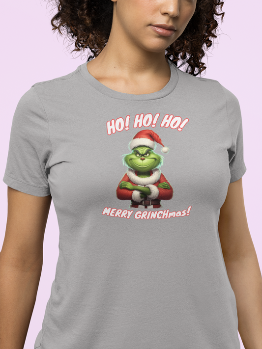 Funny Grinch shirt "HO! HO! HO! "  Ladies'  T-Shirt