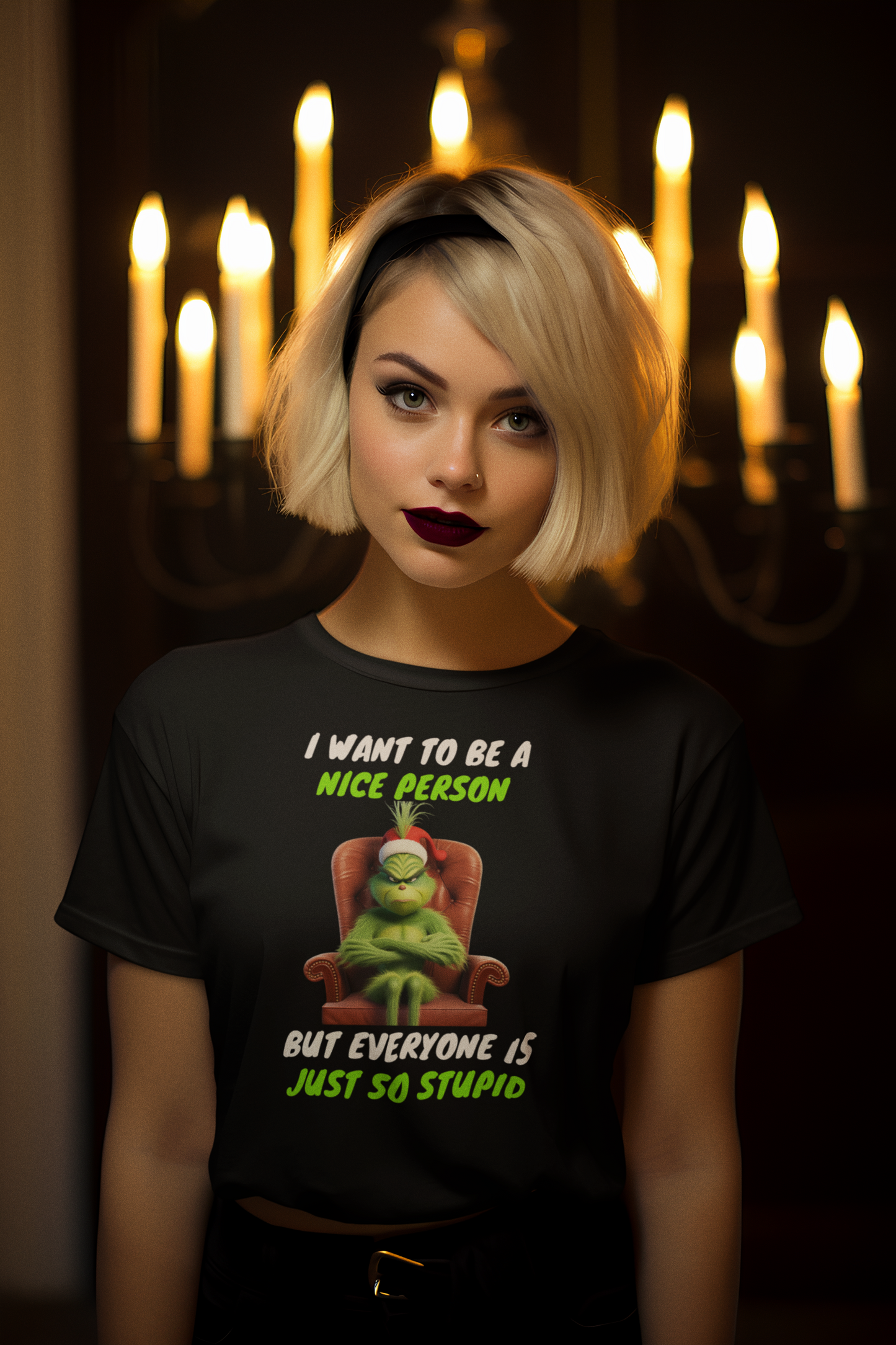 Funny Grinch Ladies shirt "I WANT TO BE A NICE PESON"