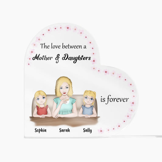 The love bt a mother and Daughter customized Acrylic Heart (1.5 cm width - No LED)