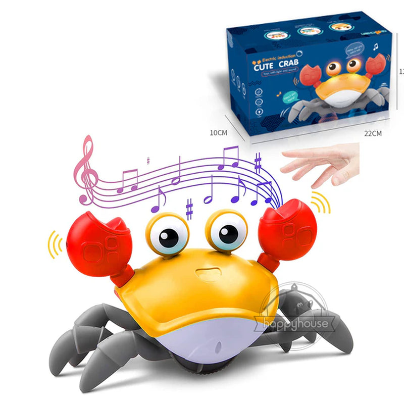 Crawling Crab Baby Toys with Music LED Light up Musical Toys for Toddler Automatically Avoid Obstacles Interactive Toys for Kids