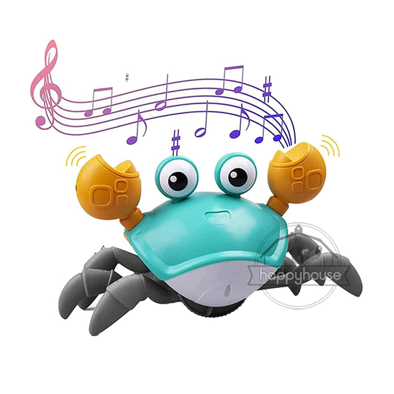 Crawling Crab Baby Toys with Music LED Light up Musical Toys for Toddler Automatically Avoid Obstacles Interactive Toys for Kids