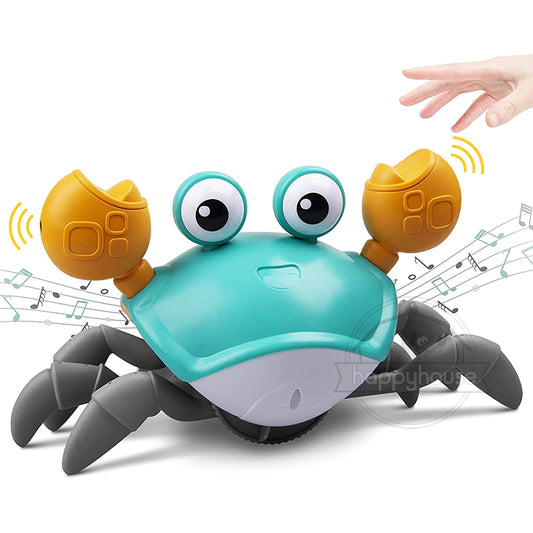 Crawling Crab Baby Toys with Music LED Light up Musical Toys for Toddler Automatically Avoid Obstacles Interactive Toys for Kids