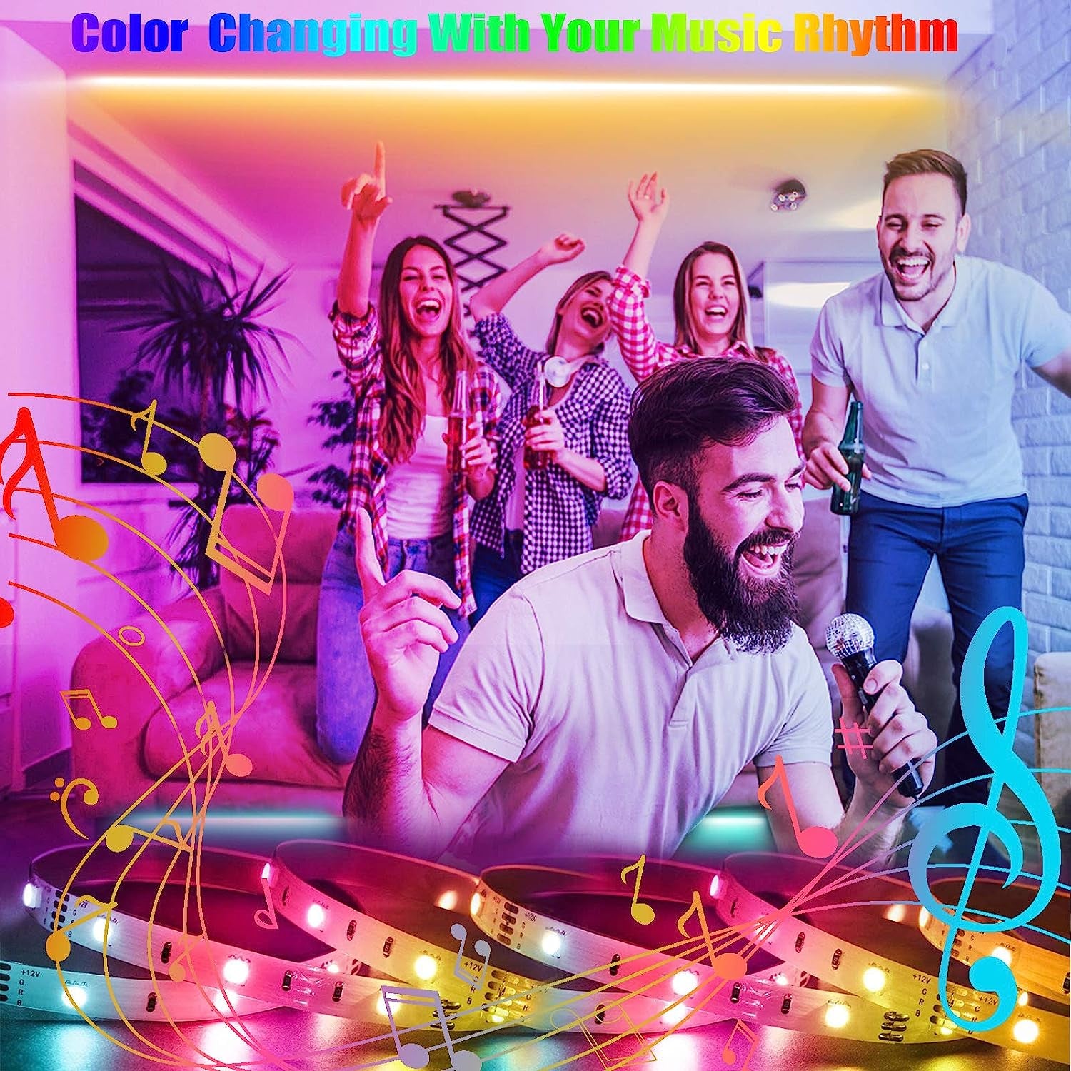 Led Strip Lights 100Ft RGB Led Light Smart Led Strips Smart Led Lights Strip Music Sync Color Changing Lights with Remote and App Control Led Lights for Bedroom Tv Home Party Decoration