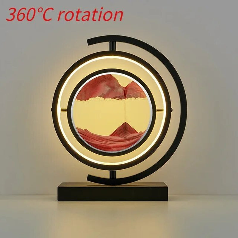 LED Quicksand Painting Hourglass Art Unique Decorative Sand Painting Night Light Bedroom Decoration Glass Hourglass Table Lamp