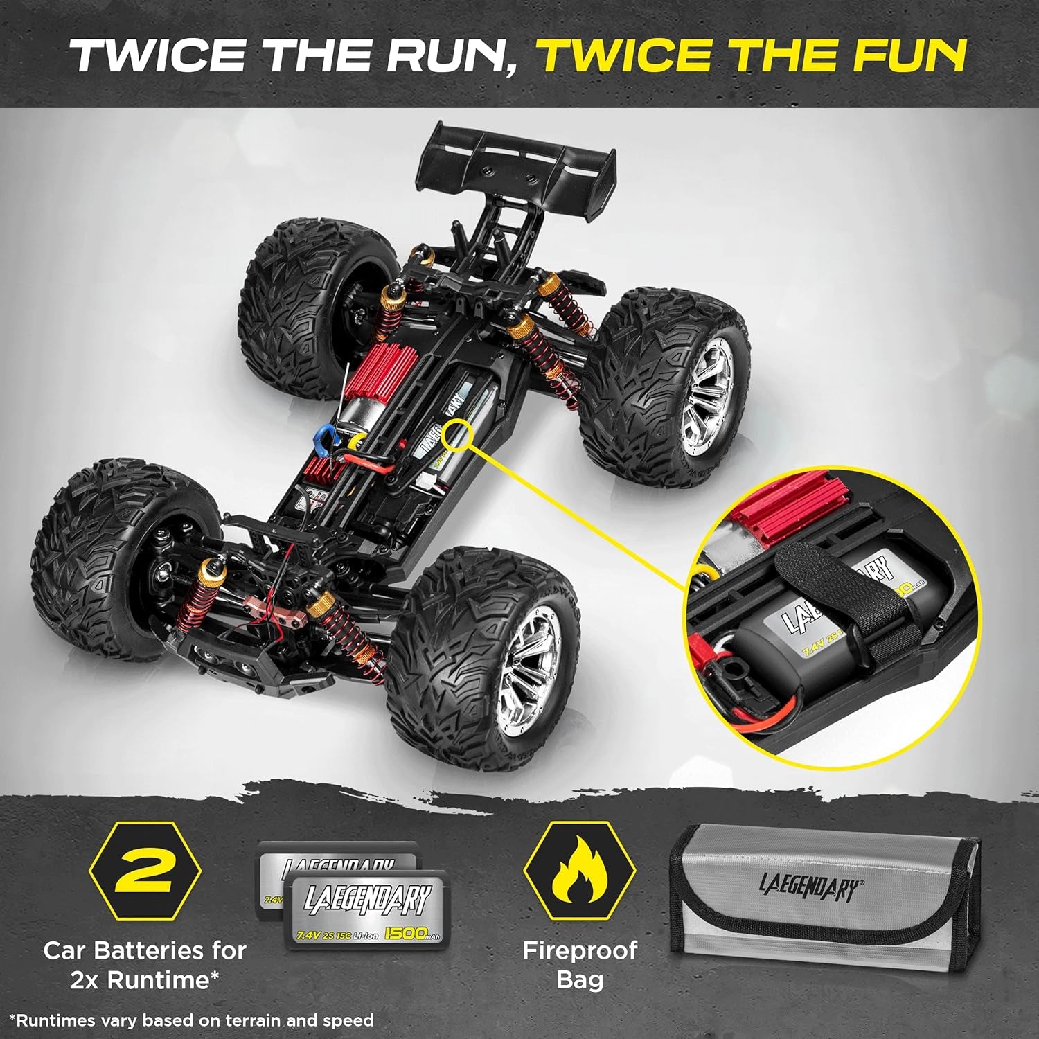 1:12 Scale Large RC Cars 48+ Kmh Speed - Remote Control Car 4X4 off Road Monster Truck Electric - All Terrain Waterproof Trucks for Adults - 2 Batteries + Connector for 30+ Min Play