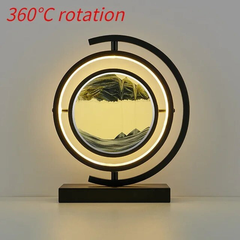 LED Quicksand Painting Hourglass Art Unique Decorative Sand Painting Night Light Bedroom Decoration Glass Hourglass Table Lamp