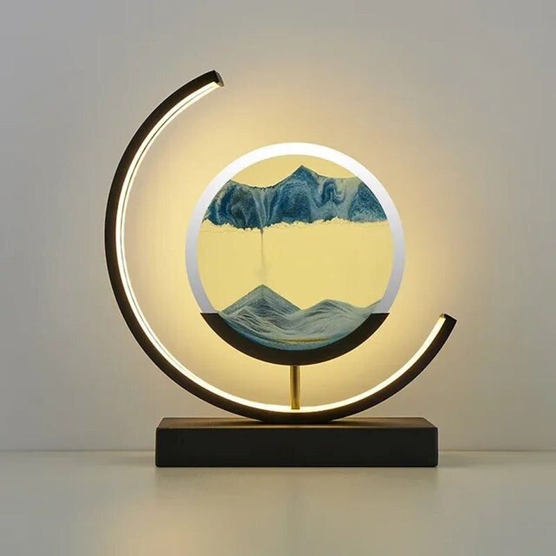 LED Quicksand Painting Hourglass Art Unique Decorative Sand Painting Night Light Bedroom Decoration Glass Hourglass Table Lamp