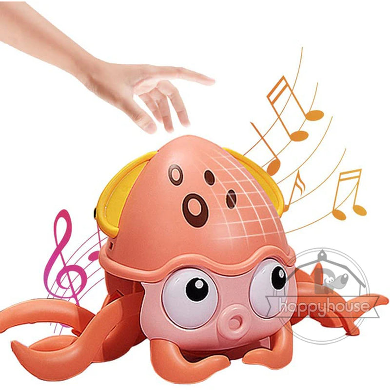 Crawling Crab Baby Toys with Music LED Light up Musical Toys for Toddler Automatically Avoid Obstacles Interactive Toys for Kids